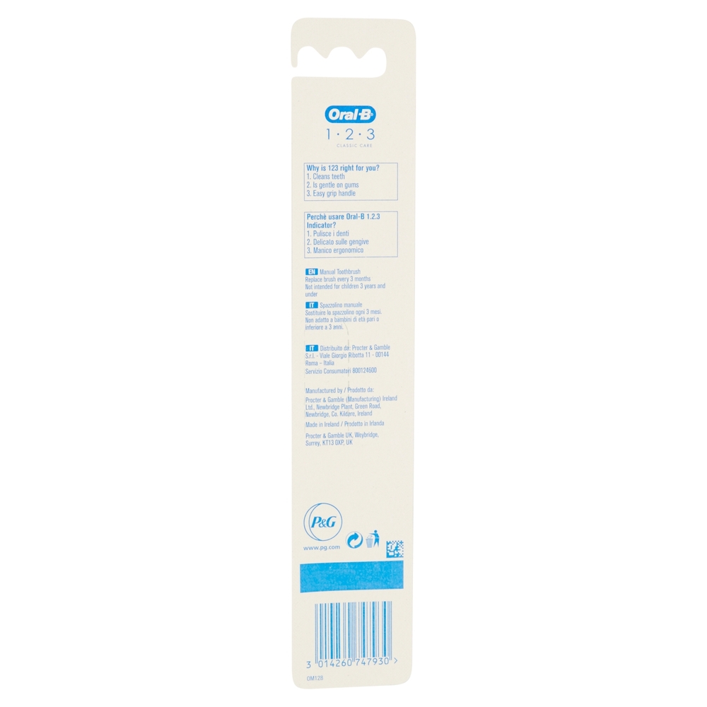 Oral-B Spazzolino Manuale 1 2 3 Classic Care 40 Medio